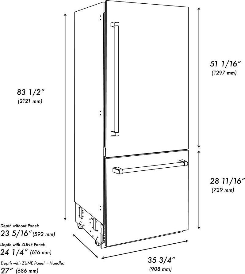 Zline GRBITZBS36KCB Black Stainless Steel With Graphite Gray Interior ...