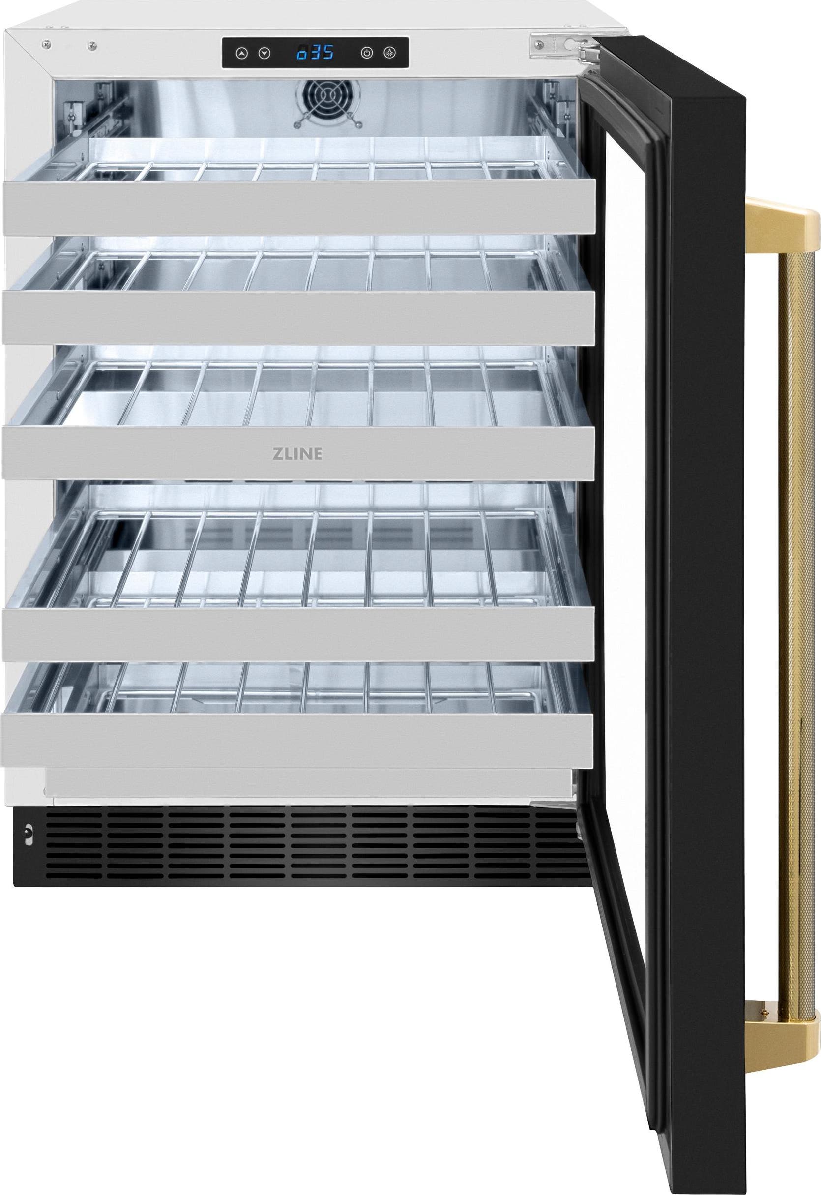 Zline RWDOZBS24KG Black Stainless Steel Glass Door And Polished Gold...