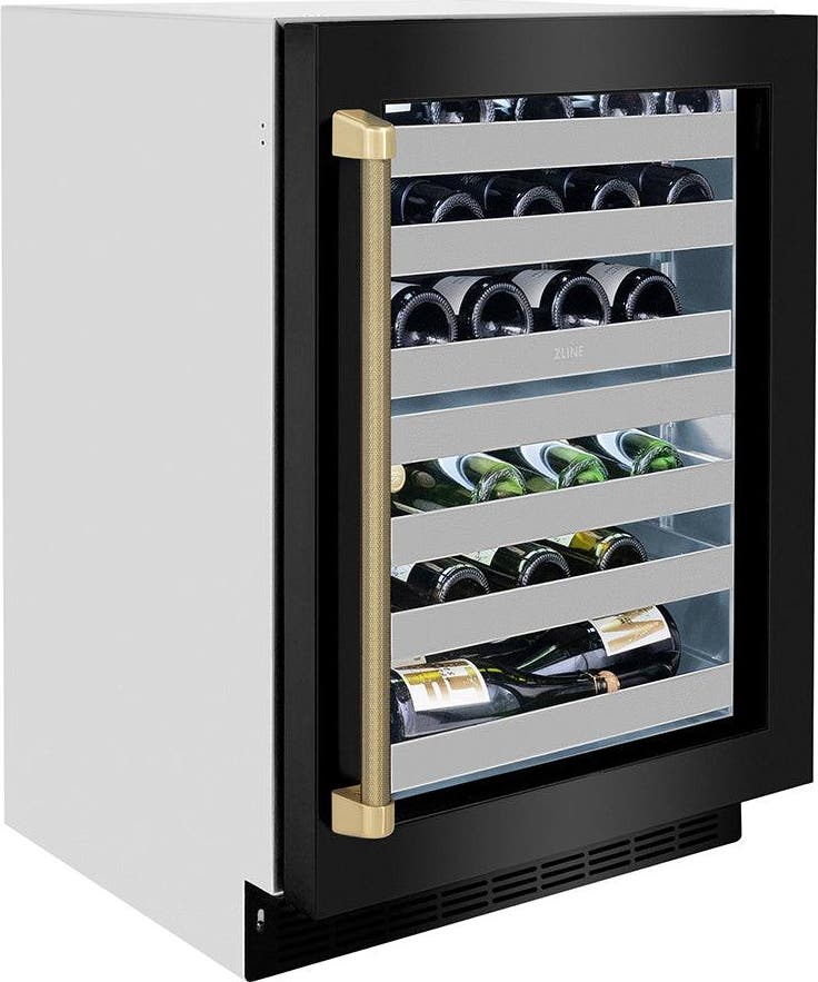 Zline RWDOZBS24KCB Black Stainless Steel Glass Door And Champagne Bro...
