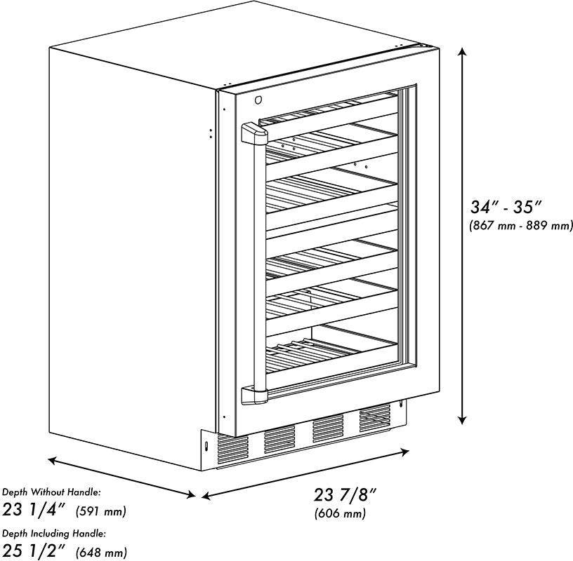 Zline RWDOZBS24KCB Black Stainless Steel Glass Door And Champagne Bro...