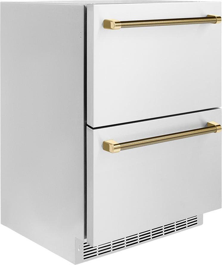 Zline RDSOZST24KG Stainless Steel Doors And Polished Gold Helix Hand...