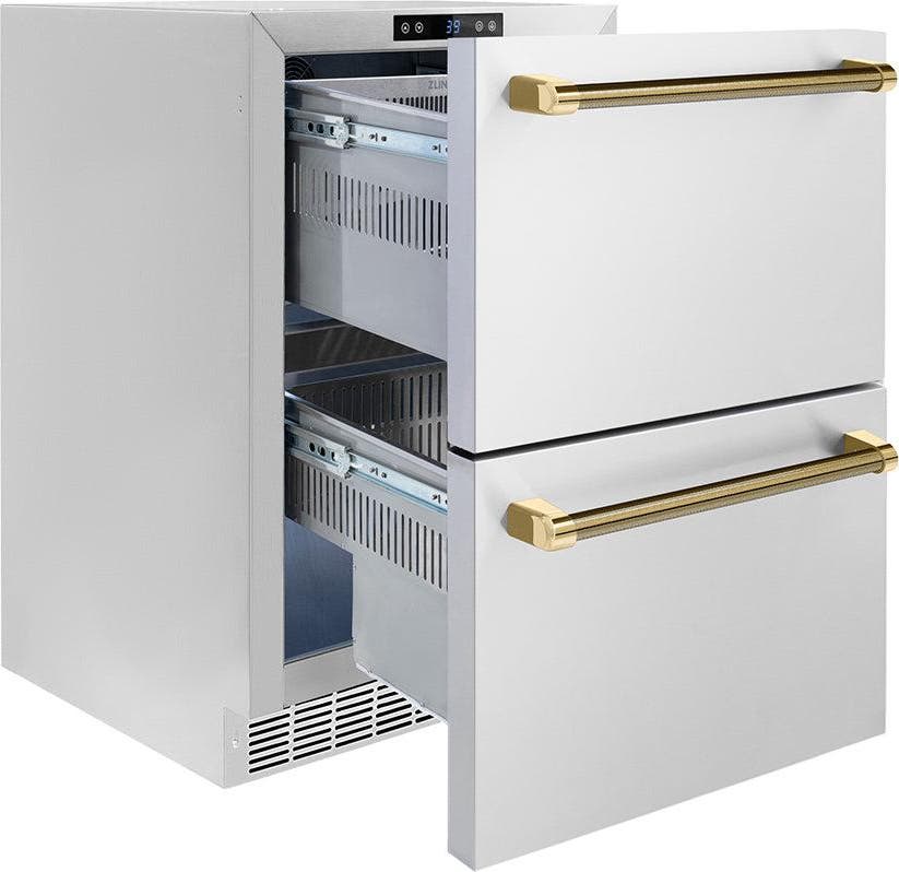Zline RDSOZST24KG Stainless Steel Doors And Polished Gold Helix Hand...