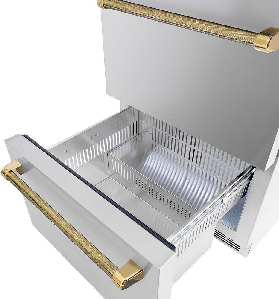 Zline RDSOZST24KG Stainless Steel Doors And Polished Gold Helix Hand...