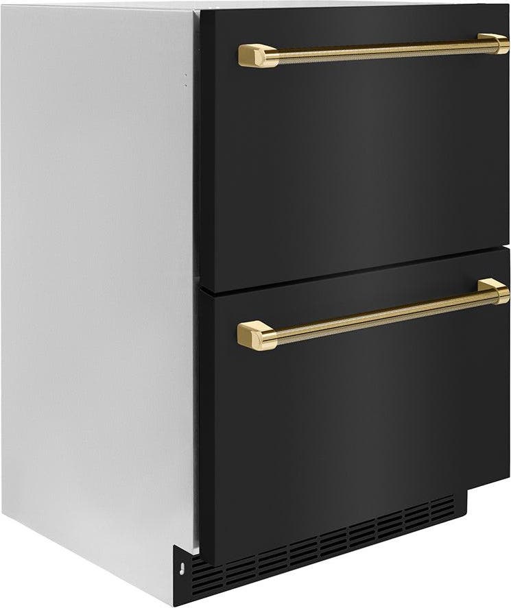 Zline RDSOZBS24KG Black Stainless Steel Doors And Polished Gold Heli...