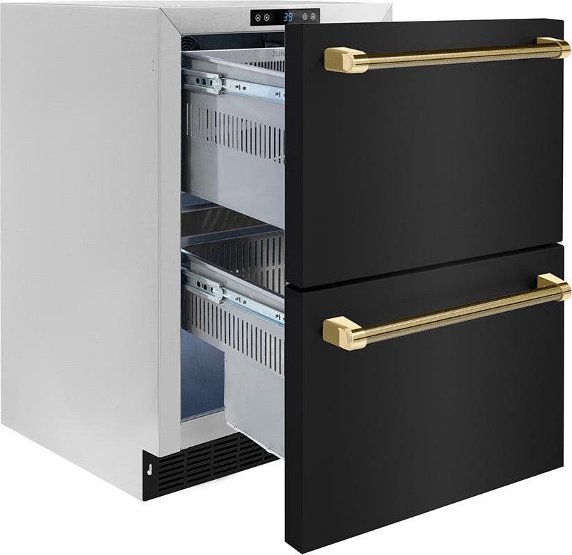 Zline RDSOZBS24KG Black Stainless Steel Doors And Polished Gold Heli...