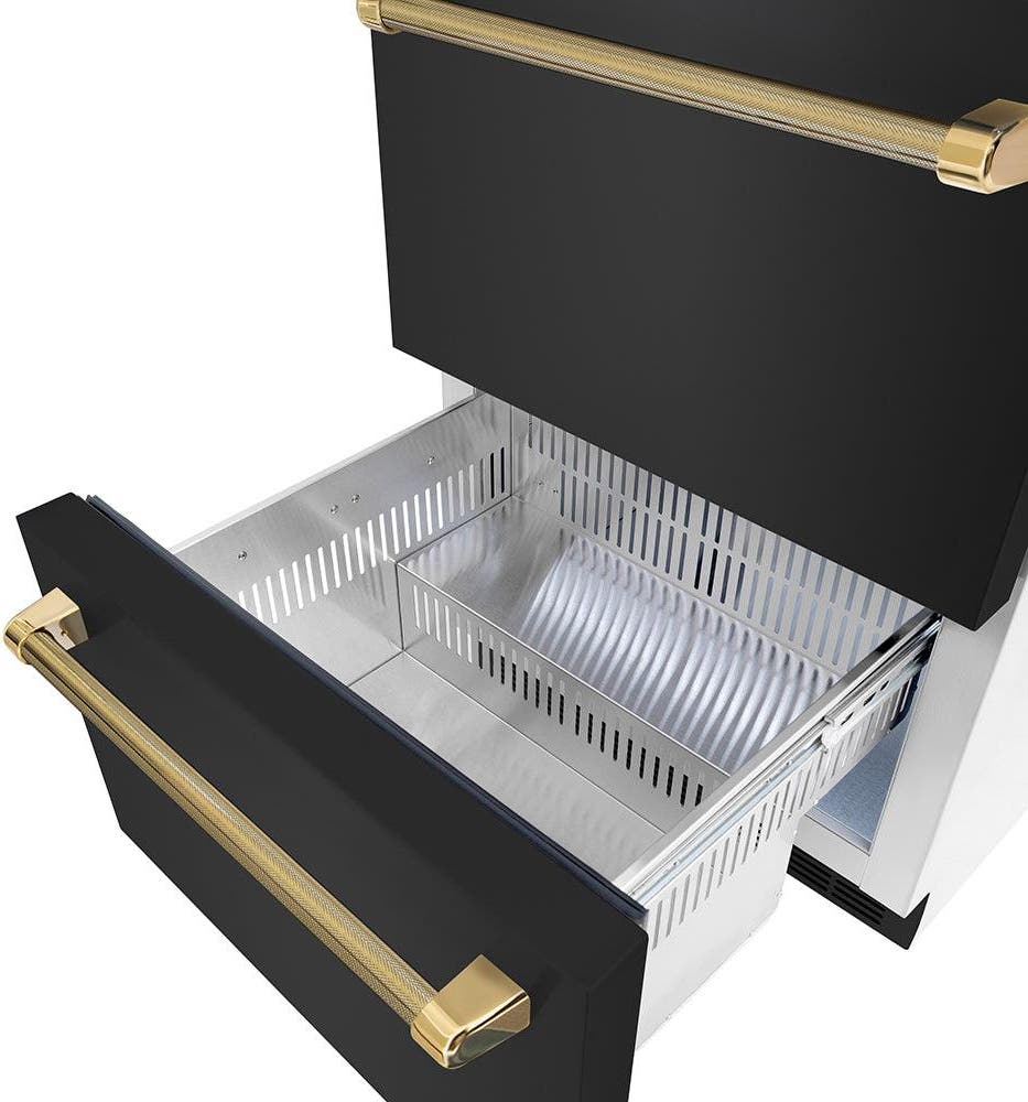 Zline RDSOZBS24KG Black Stainless Steel Doors And Polished Gold Heli...