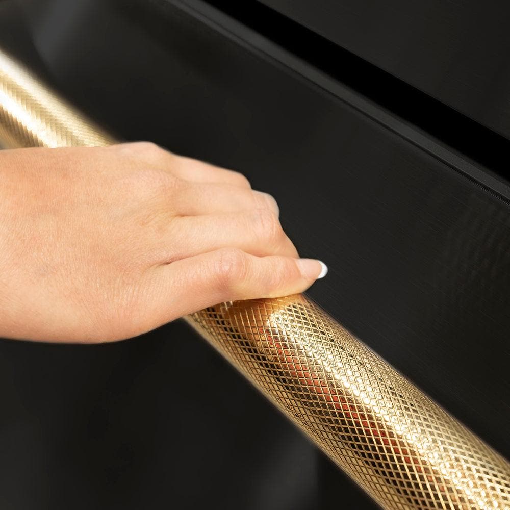 Zline RDSOZBS24KG Black Stainless Steel Doors And Polished Gold Heli...