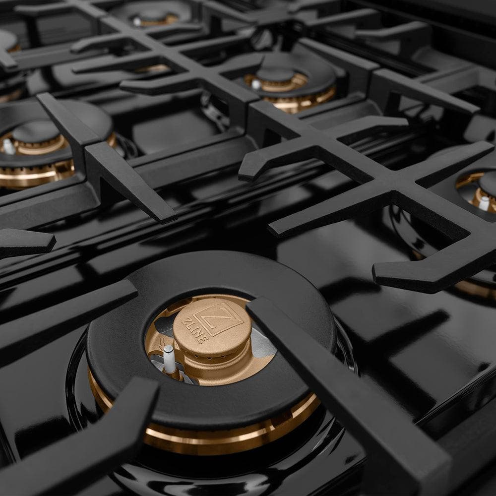 Zline PCRTBZ48G Black Stainless Steel And Polished Gold Accents