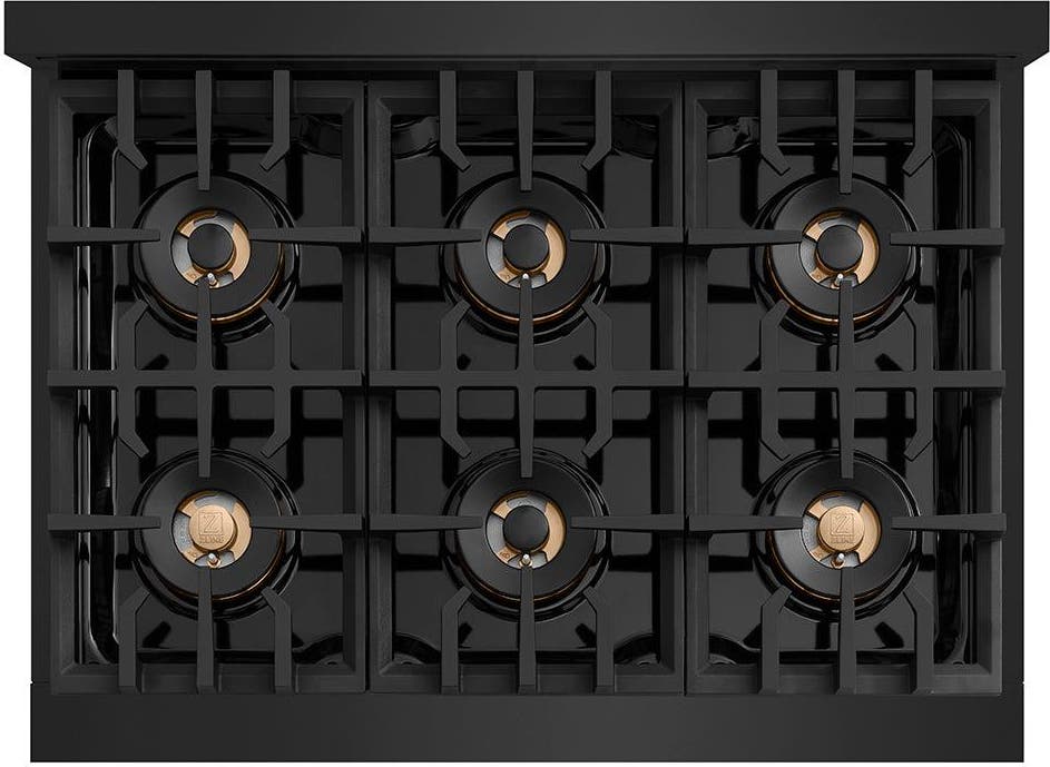 Zline PCRTBZ36G Black Stainless Steel And Polished Gold Accents