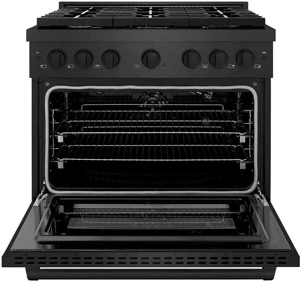 Zline SGRBSBR36 Black Satin Stainless Steel With Brass Burners