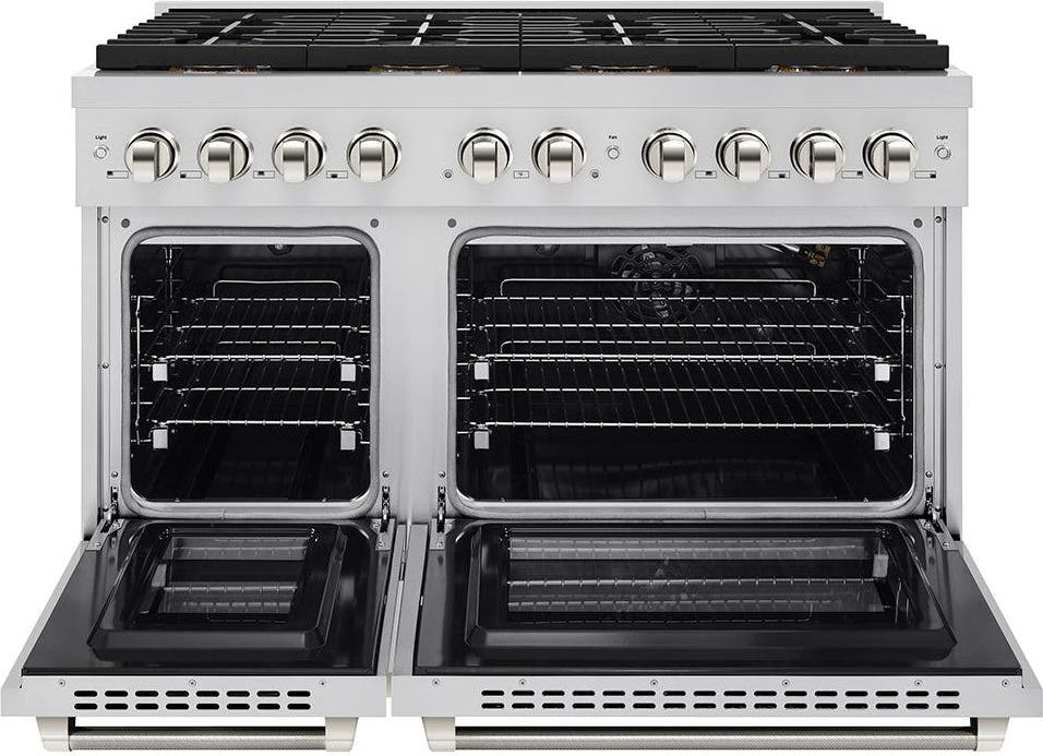 Zline PSGRZ48KPN Stainless Steel With Polished Nickel Helix Handles...