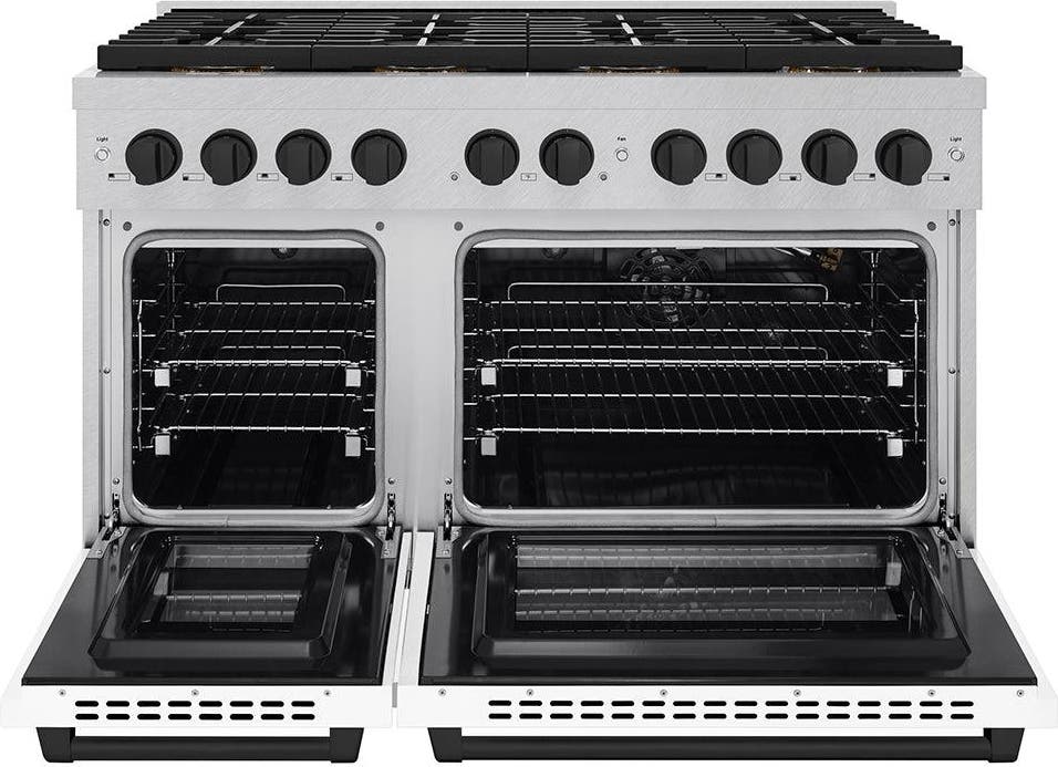 Zline PSGRSZWM48MB Satin Stainless Steel With White Matte Doors And M...