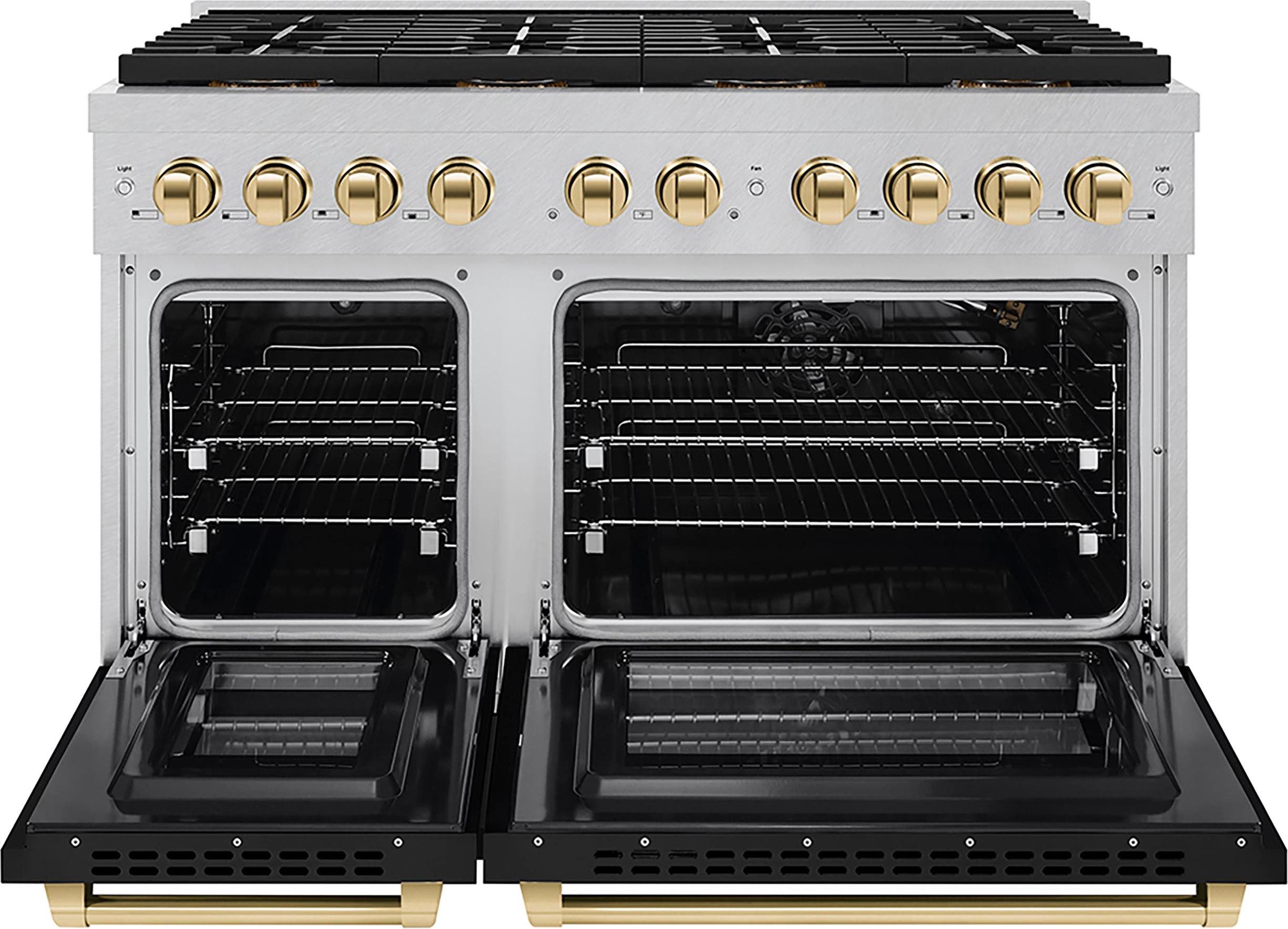 Zline PSGRSZBLM48G Satin Stainless Steel With Black Matte Doors And P...