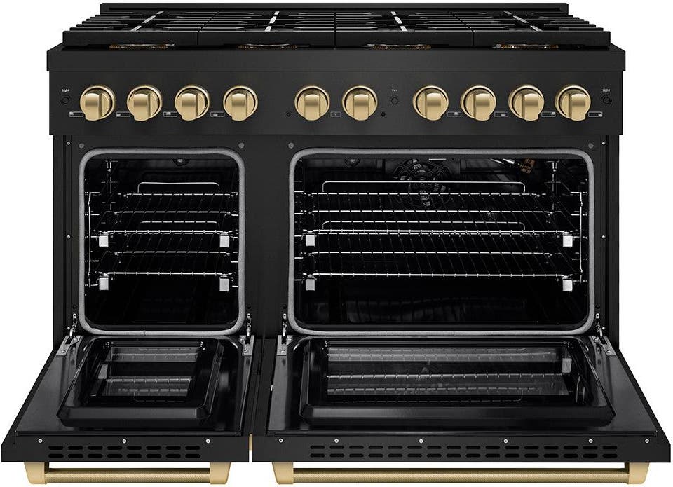 Zline PSGRBZ48KCB Black Stainless Steel With Champagne Bronze Helix ...