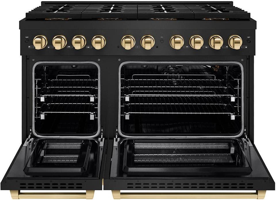 Zline PSGRBZ48G Black Stainless Steel And Polished Gold Accents