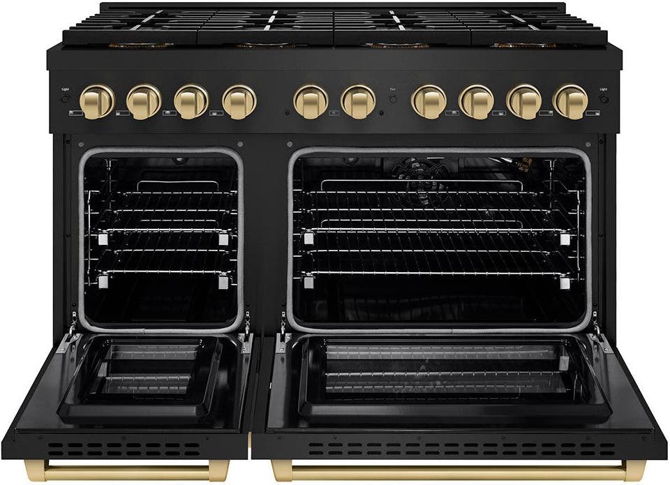 Zline PSGRBZ48CB Black Stainless Steel And Champagne Bronze Accents