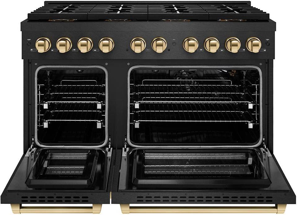 Zline PSGRBSZ48G Black Satin Stainless Steel And Polished Gold Acce...