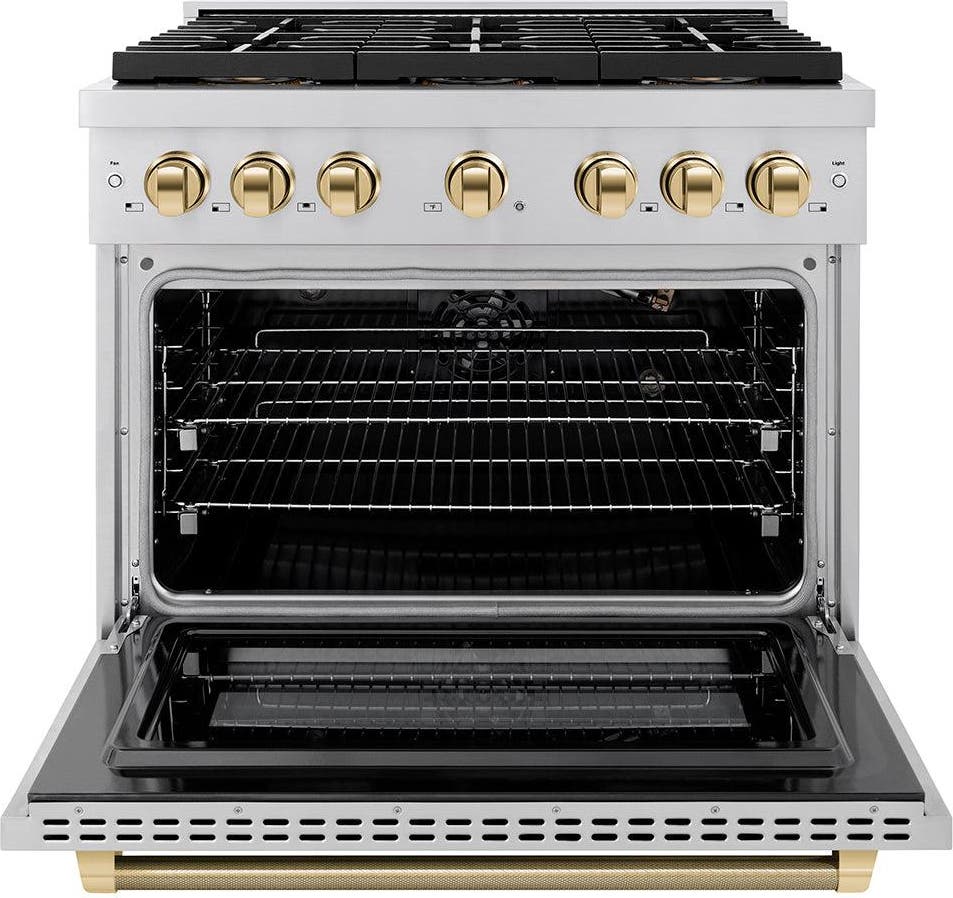 Zline PSGRZ36KG Stainless Steel With Polished Gold Helix Handle An...