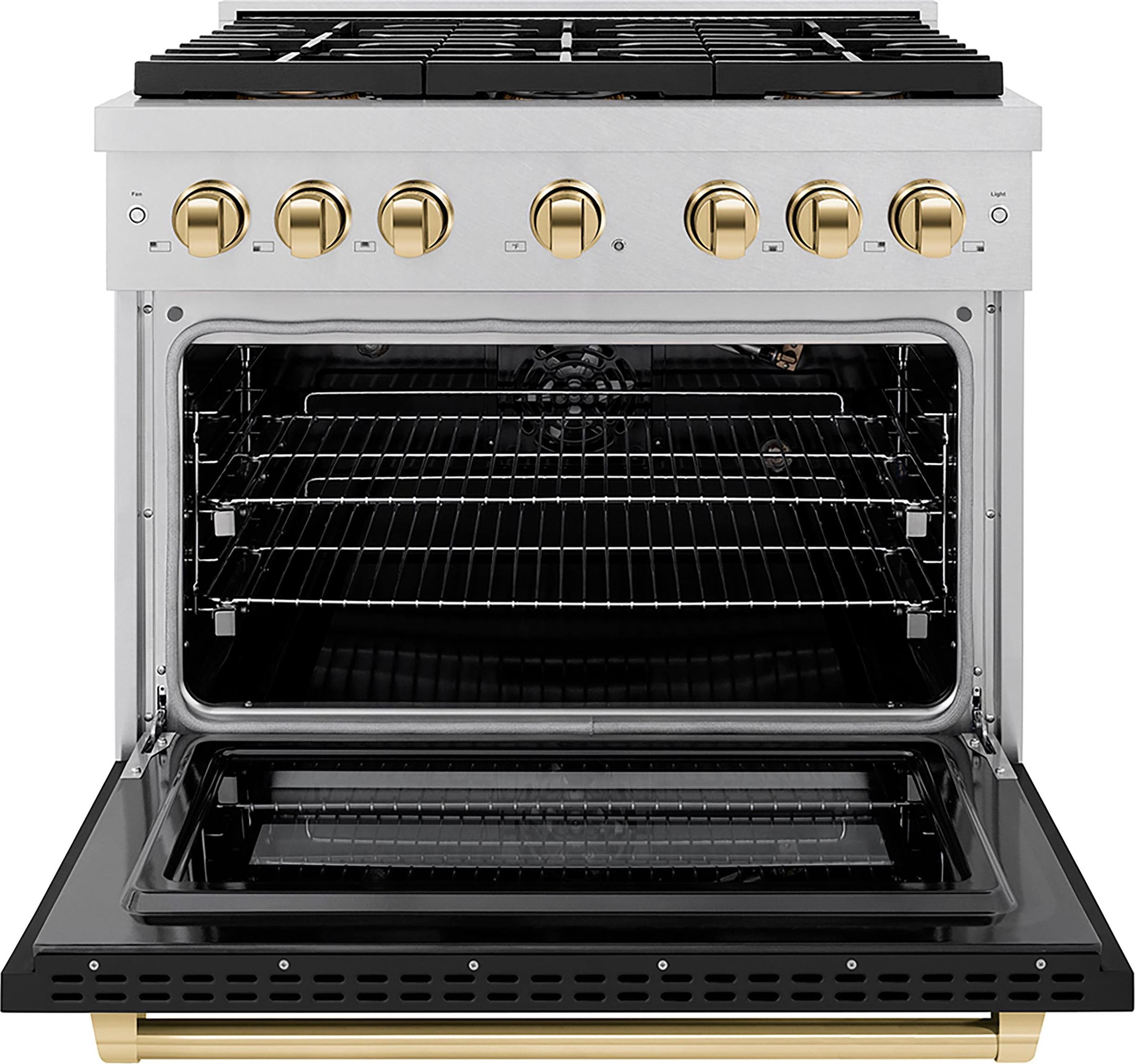 Zline PSGRSZBLM36G Satin Stainless Steel With Black Matte Door And Po...