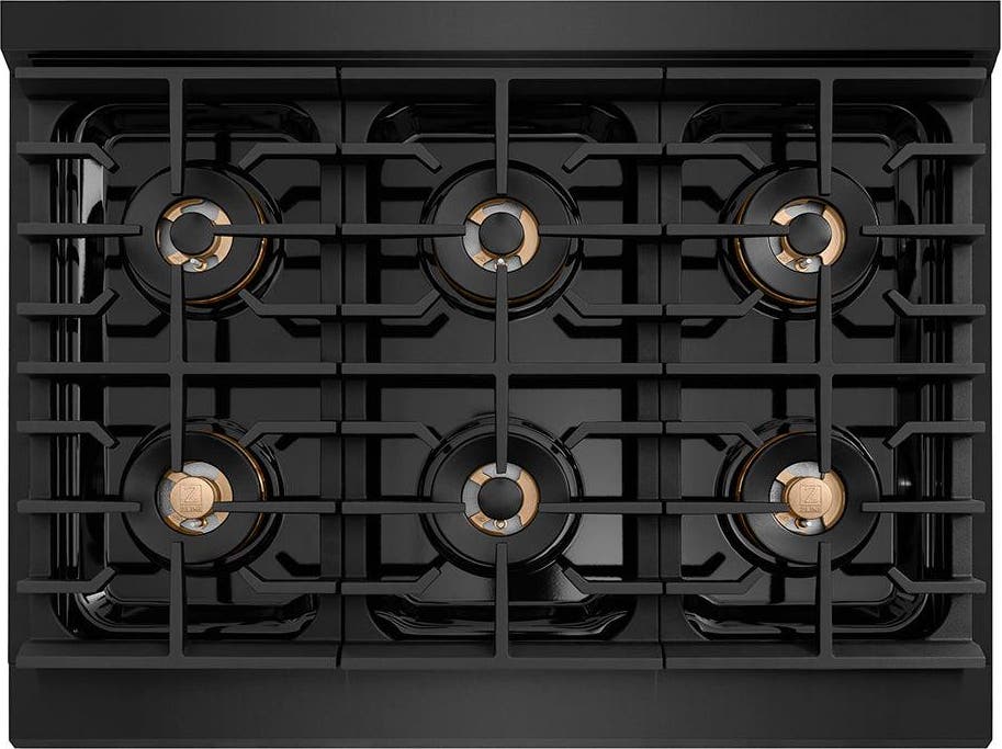 Zline PSGRBZ36KG Black Stainless Steel With Polished Gold Helix Han...
