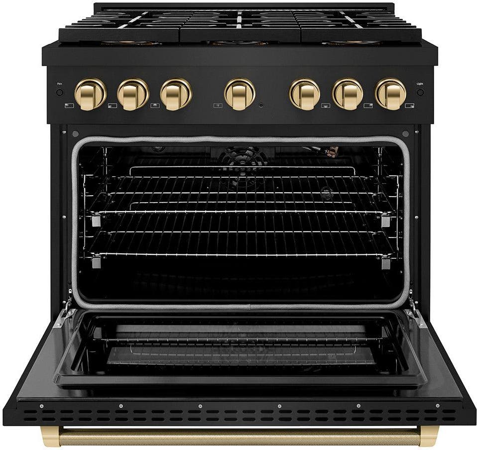 Zline PSGRBZ36KG Black Stainless Steel With Polished Gold Helix Han...