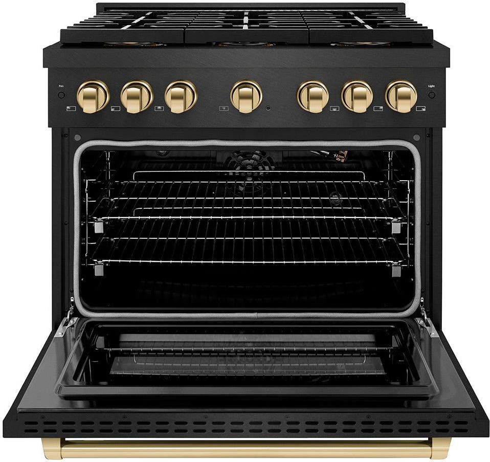 Zline PSGRBSZ36G Black Satin Stainless Steel And Polished Gold Acce...