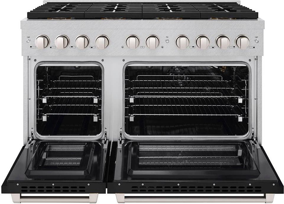 Zline PSGRSBLM48 Satin Stainless Steel With Black Matte Doors