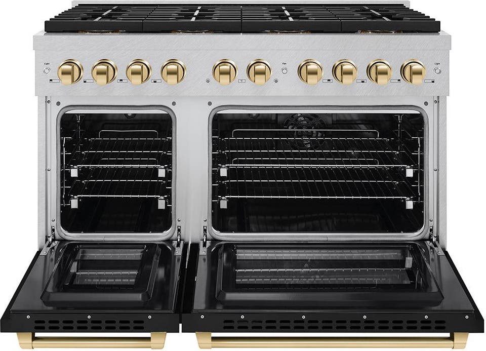Zline PSDRSZBLM48G Satin Stainless Steel With Black Matte Doors And P...