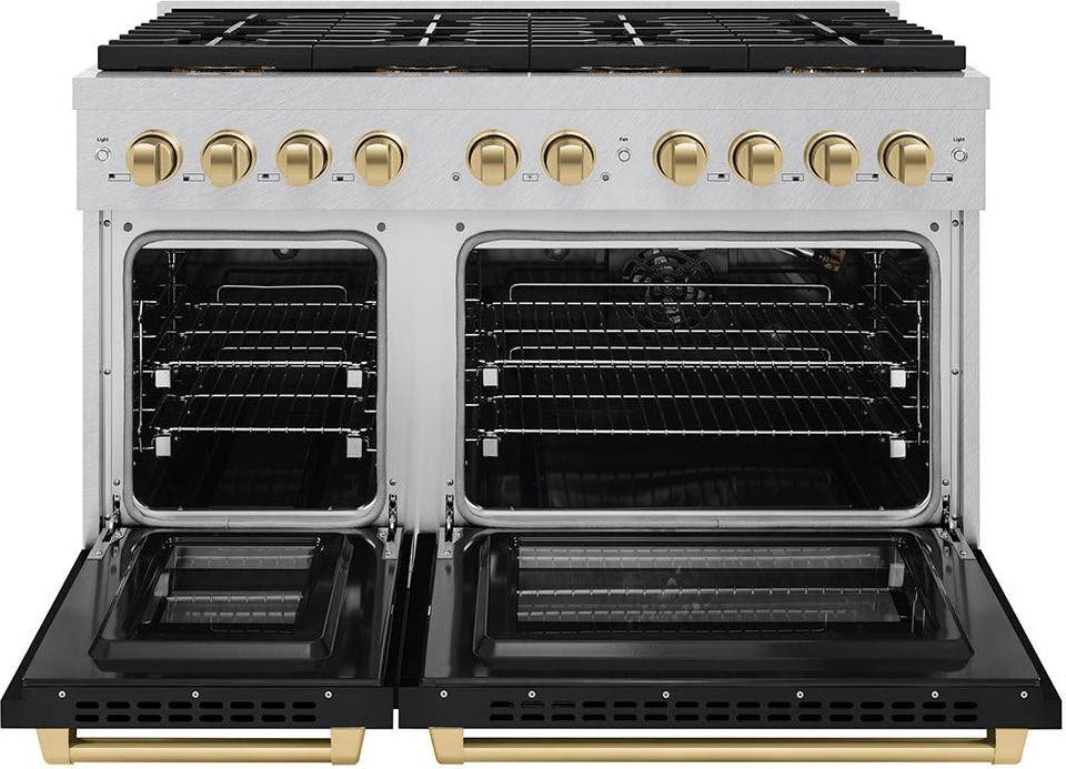 Zline PSDRSZBLM48CB Satin Stainless Steel With Black Matte Doors And C...