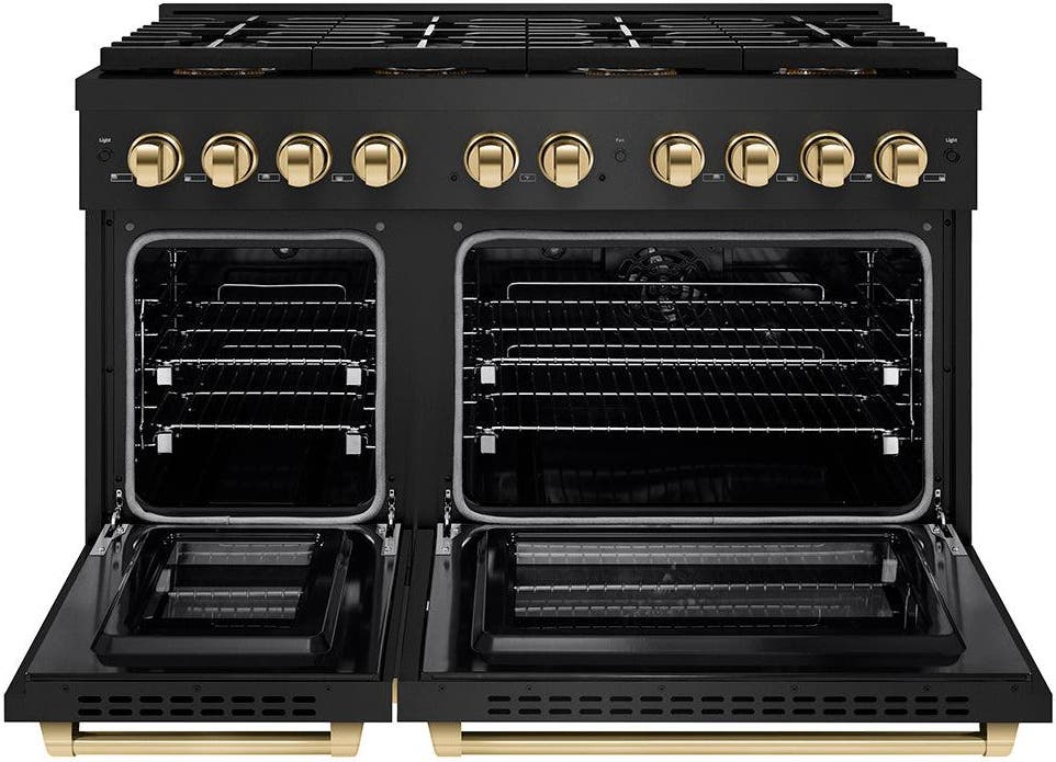 Zline PSDRBZ48G Black Stainless Steel And Polished Gold Accents