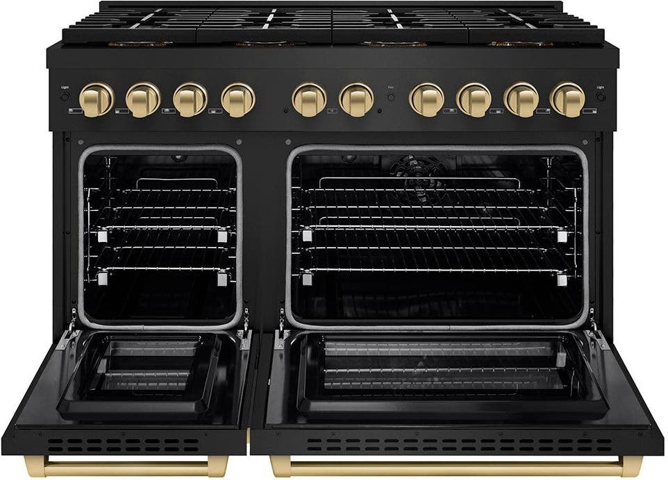 Zline PSDRBZ48CB Black Stainless Steel And Champagne Bronze Accents