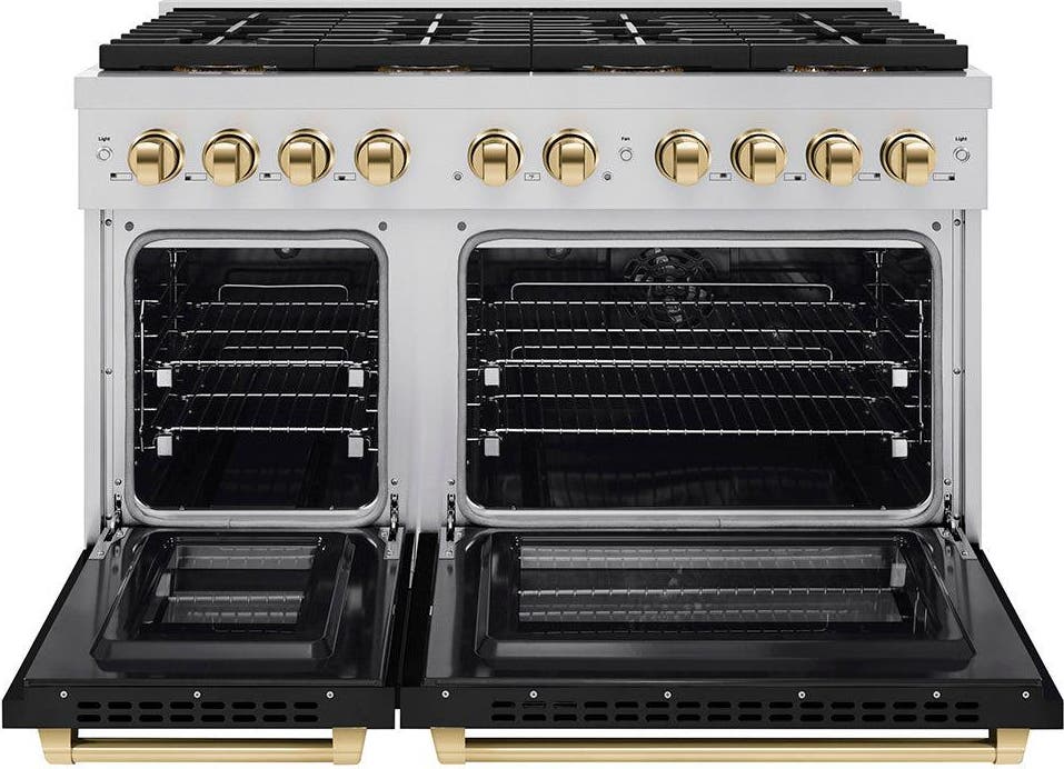 Zline PSDRZBLM48G Black Matte Doors And Polished Gold Accents