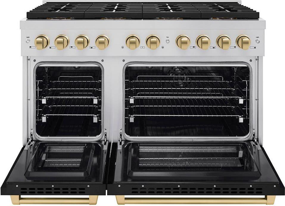 Zline PSDRZBLM48CB Black Matte Doors And Champagne Bronze Accents