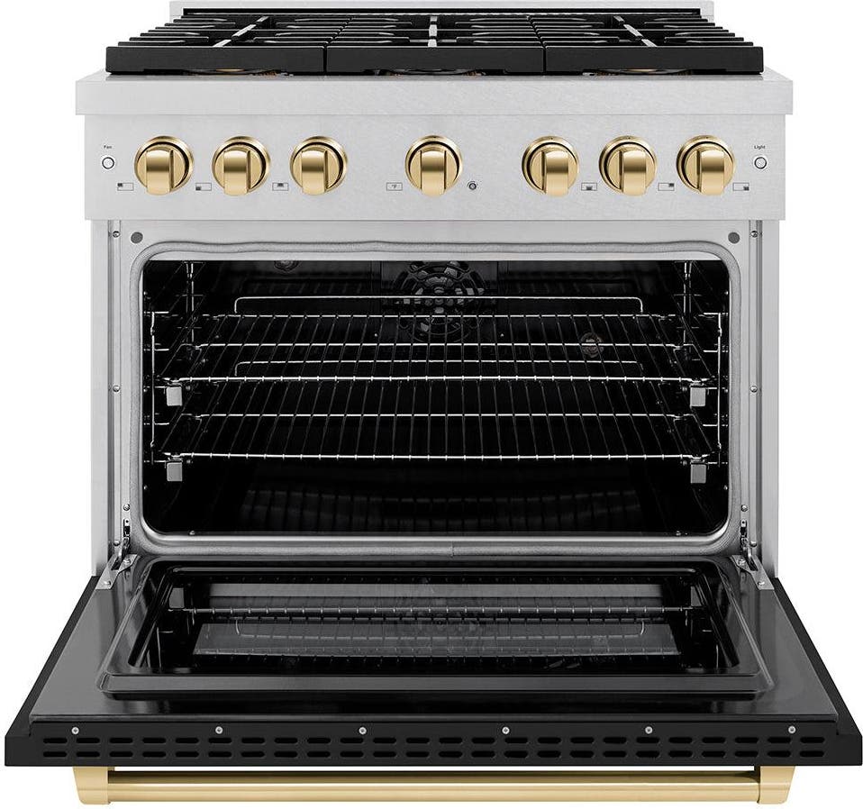 Zline PSDRSZBLM36G Satin Stainless Steel With Black Matte Door And Po...