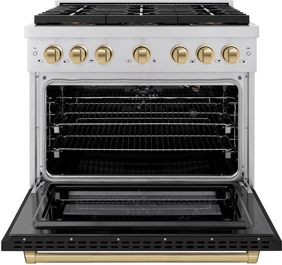 Zline PSDRZBLM36CB Black Matte Door And Champagne Bronze Accents