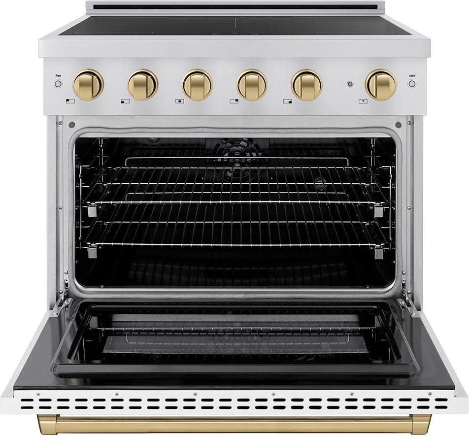 Zline SINRZWM36CB Stainless Steel With White Matte Door And Champagn...