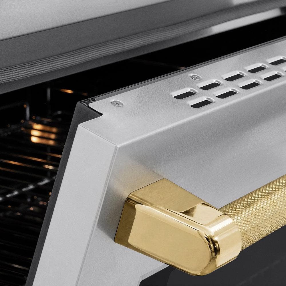 Zline SINRZ36KG Stainless Steel With Polished Gold Helix Handle An...