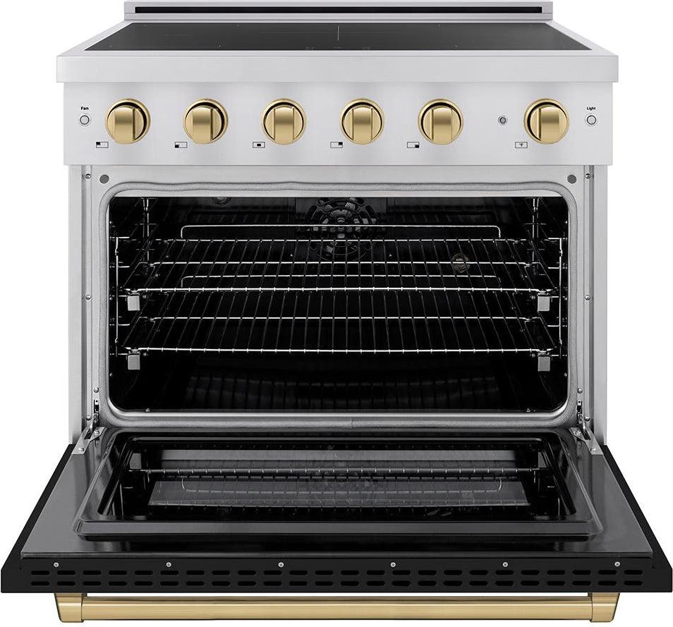 Zline SINRZBLM36CB Stainless Steel With Black Matte Door And Champagn...