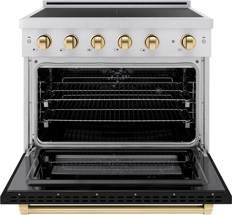 Zline SINRSZBLM36G Satin Stainless Steel With Black Matte Door And Po...