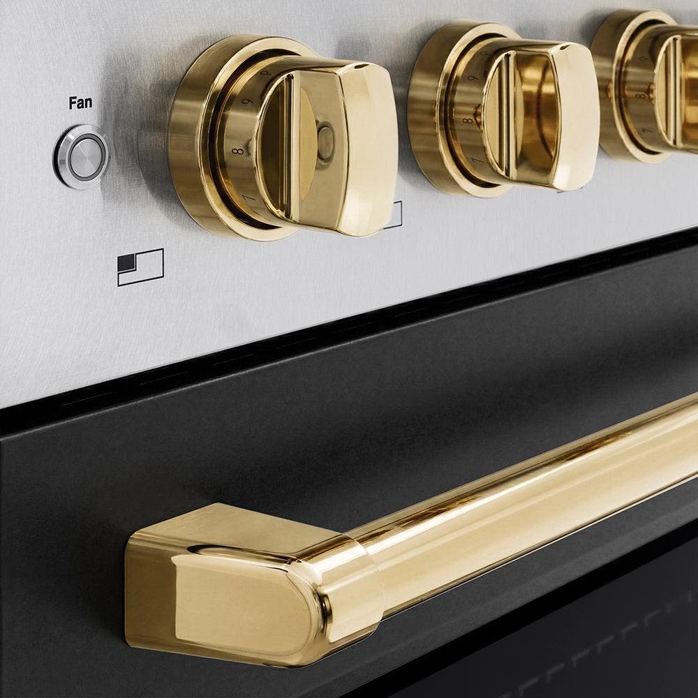 Zline SINRSZBLM36G Satin Stainless Steel With Black Matte Door And Po...