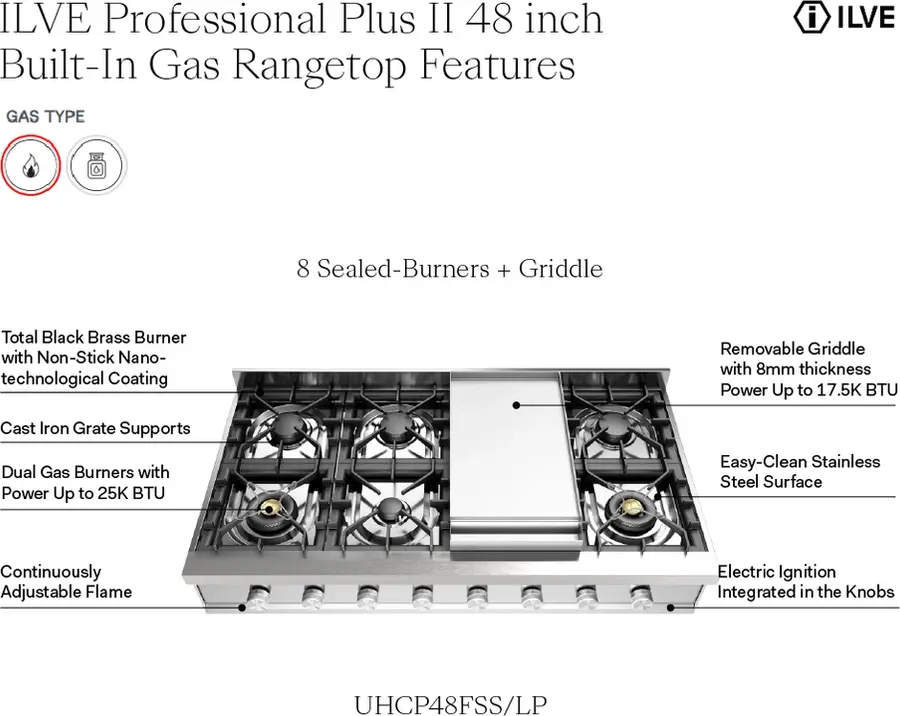 Ilve UHCP48FSS Natural Gas