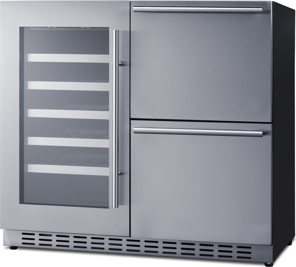 Summit ADRWC36 36 Inch Wide Combination Wine Cellar And 2-Drawer