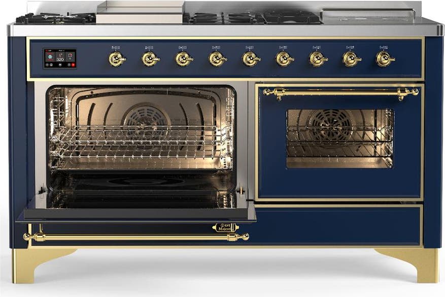 Ilve UM60FSNR3MBGLP Matte Blue Brass Trim, Liquid Propane