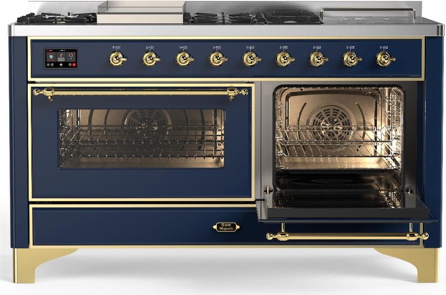Ilve UM60FSNR3MBGLP Matte Blue Brass Trim, Liquid Propane
