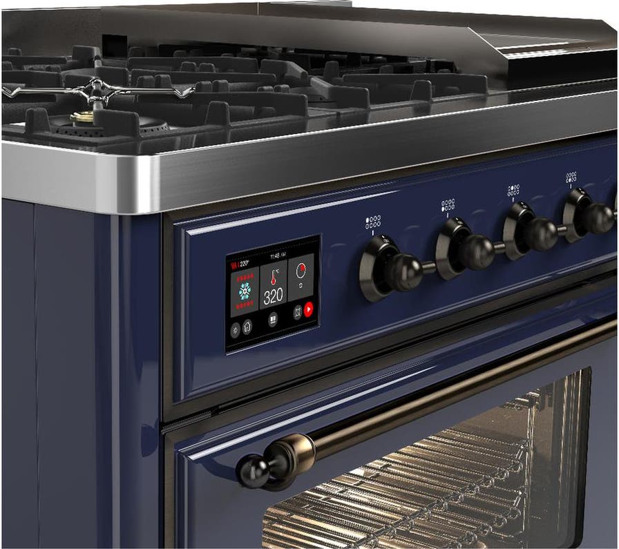 Ilve UM48FNR3MBPLP Matte Blue With Copper Trim, Liquid Propane