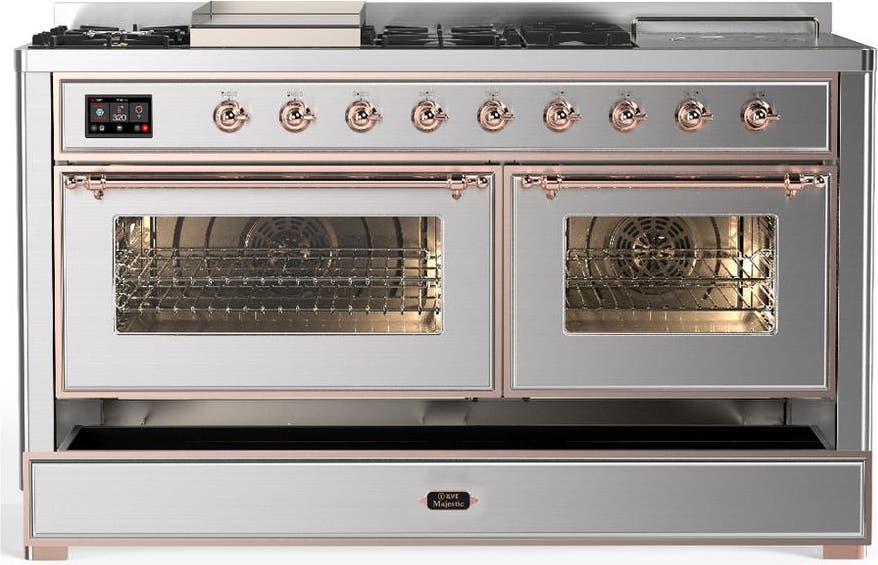 Ilve UM60FSNR3SSPLP Stainless Steel Copper Trim, Liquid Propane