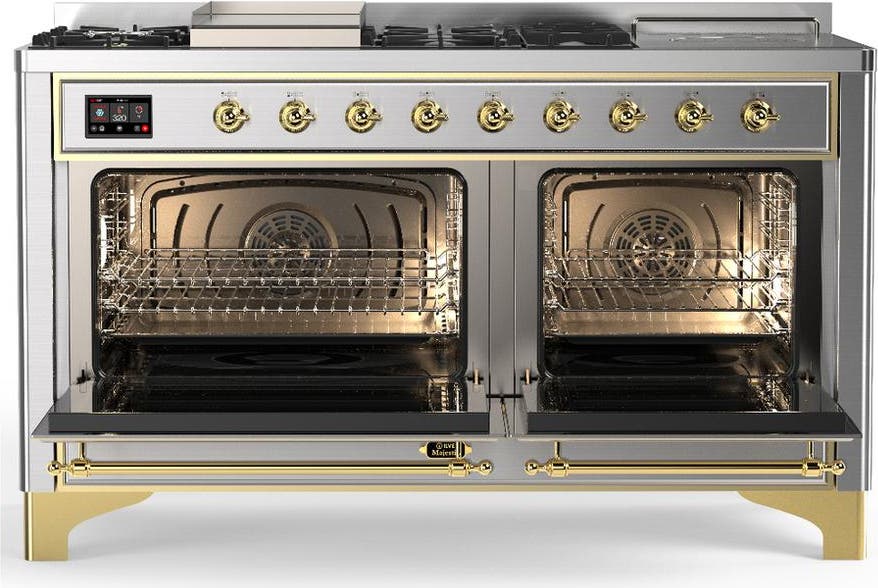 Ilve UM60FSNR3SSGLP Stainless Steel Brass Trim, Liquid Propane