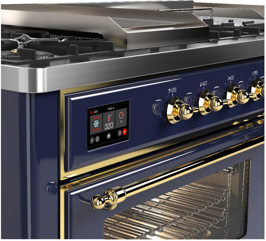Ilve UM60FSNR3MBGLP Matte Blue Brass Trim, Liquid Propane