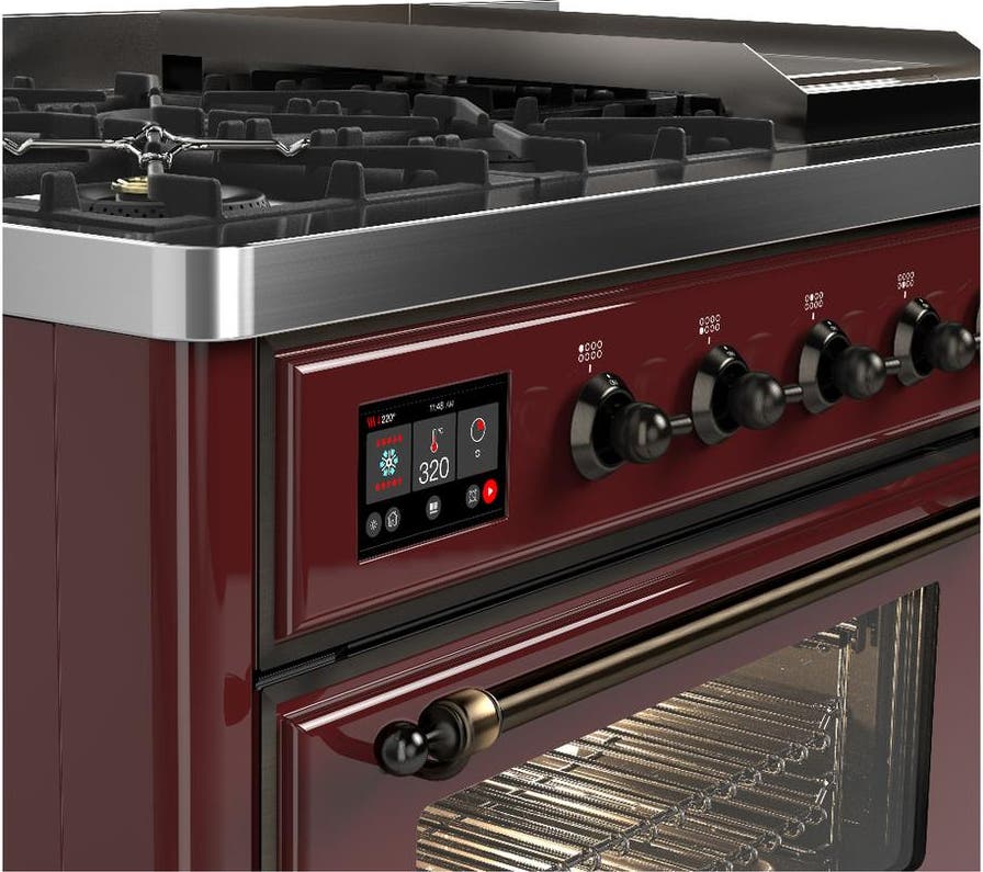 Ilve UM48FNR3BUBLP Burgundy With Burnished Trim, Liquid Propane