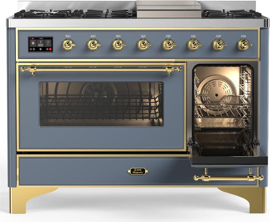Ilve UM48FNR3BGGLP Blue Grey With Brass Trim, Liquid Propane